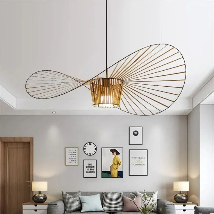 Oversized Drop Ceiling Fixture with Adjustable 59 in Cable for Open-Concept Kitchens & Dining Areas | Wide Sculptural Shade | E27 Socket | M