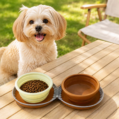 Ortekor 2-in-1 Collapsible Pet Travel Bowl for Walks, Parks & Road Trips - Feed and Hydrate Small Dogs or Cats Anywhere