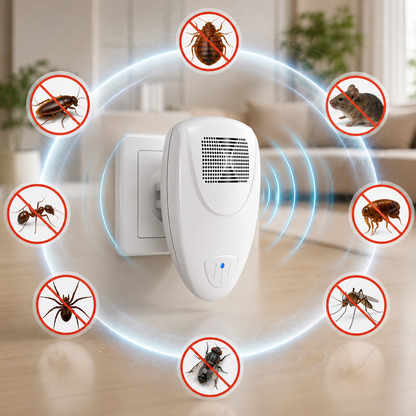 Plug-In Ultrasonic Pest Deterrent Device for Bedrooms & Living Rooms – Silent Electronic Indoor Insect Repellent for Homes, Apartments, Hote