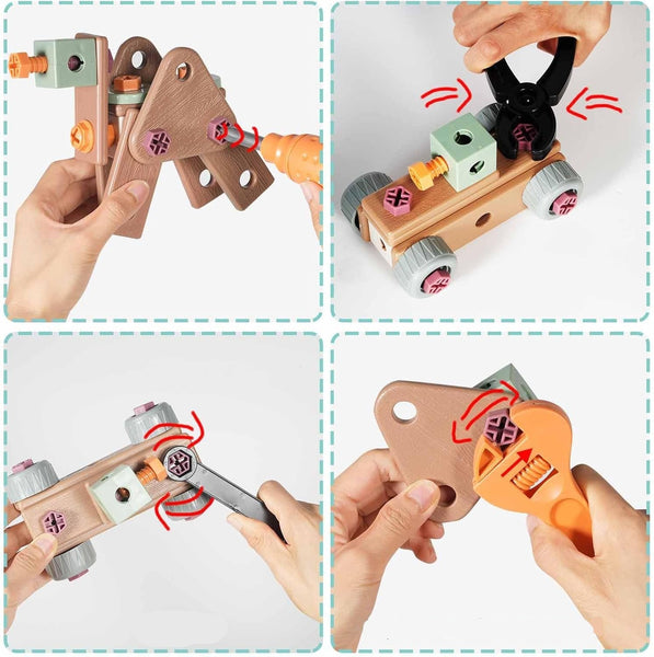 Constructeur Créatif | Ensemble d'outils jouets avec 100 pièces réalistes | Stimule l'imagination et la motricité des enfants
