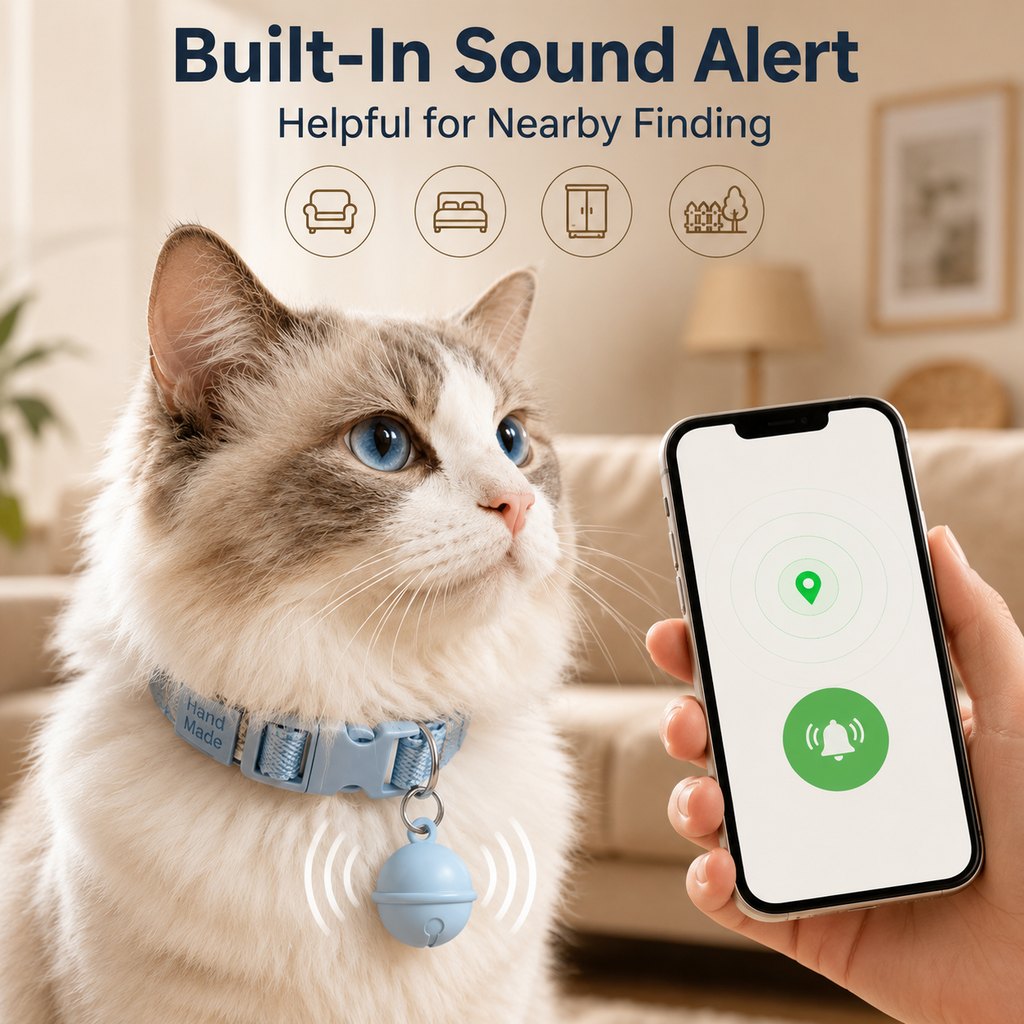 Ortekor Smart Pet Tracker Bell Collar for Cats & Small Dogs - Find Hiding Pets Faster at Home, in the Yard & on Daily Walks
