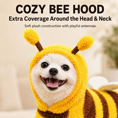 Ortekor Bumblebee Dog Costume for Small Dogs - Warm Plush Winter Outfit for Halloween, Photos & Chilly Days