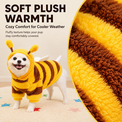 Ortekor Bumblebee Dog Costume for Small Dogs - Warm Plush Winter Outfit for Halloween, Photos & Chilly Days