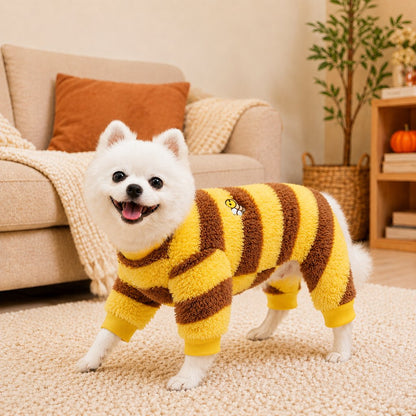 Ortekor Bumblebee Dog Costume for Small Dogs - Warm Plush Winter Outfit for Halloween, Photos & Chilly Days
