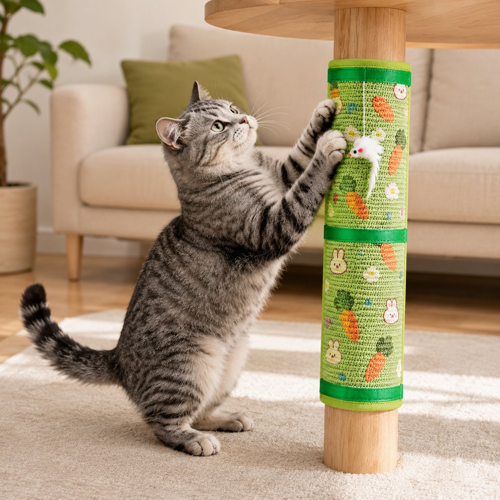 Ortekor Wrap-Around Sisal Cat Scratcher for Table Legs – Furniture Protector for Indoor Cats