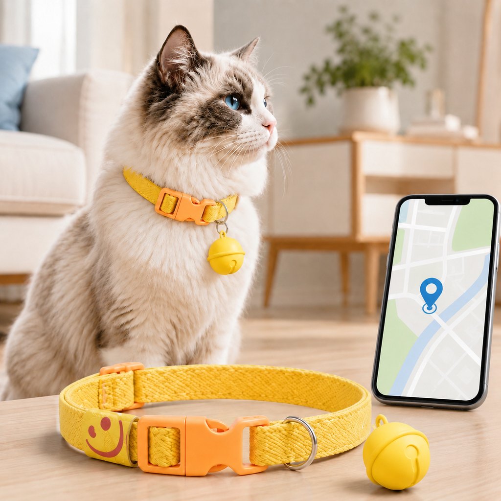 Ortekor Smart Pet Tracker Bell Collar for Cats & Small Dogs - Find Hiding Pets Faster at Home, in the Yard & on Daily Walks