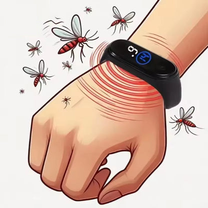 Ultrasonic Mosquito Repellent Wristband – Chemical-Free Bug Protection for Outdoor Activities, Camping, Hiking & Yard Work
