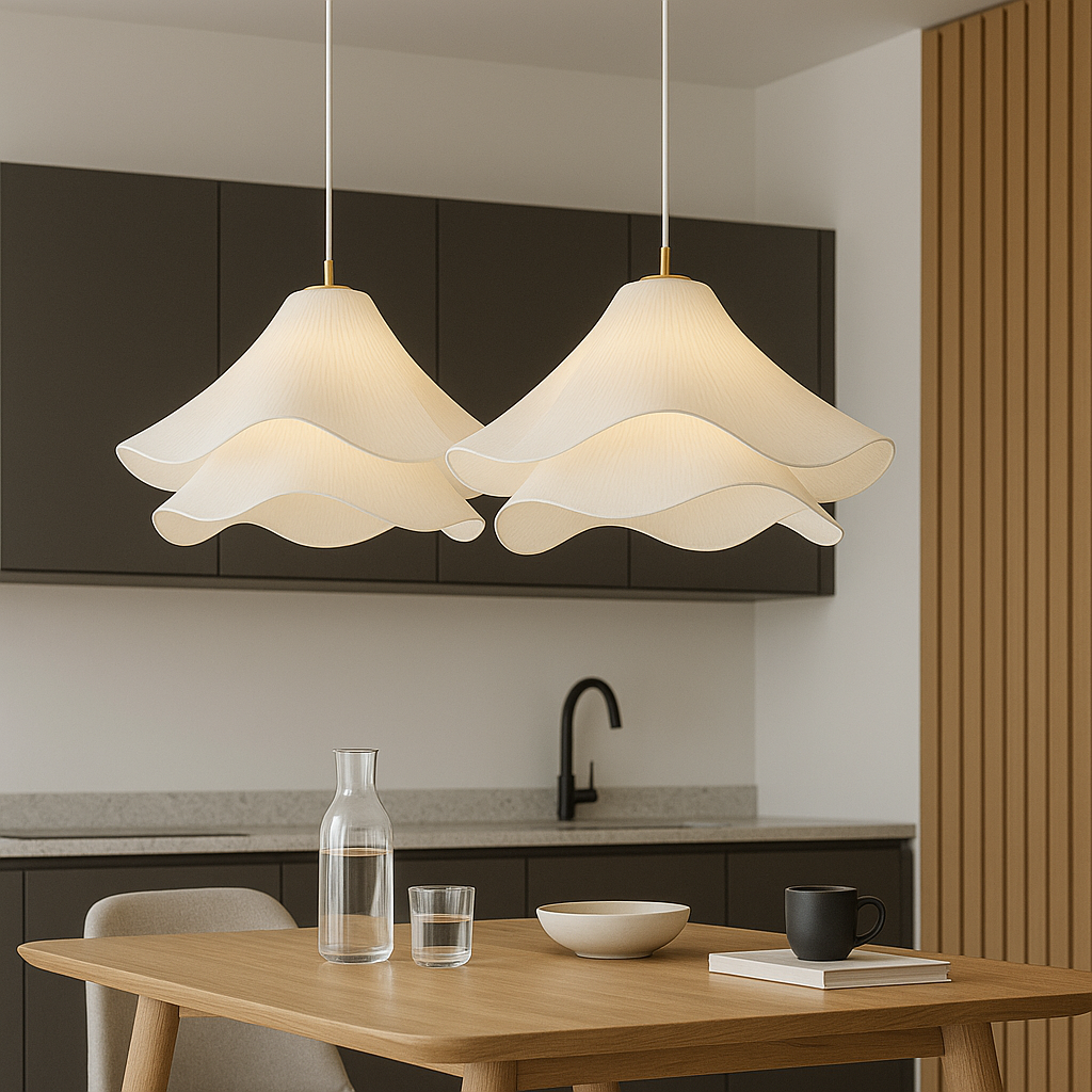 Suspension en tissu superposé, plafonnier floral de 24 pouces pour salle à manger, salon, cuisine, luminaire moderne et minimaliste à hauteur réglable
