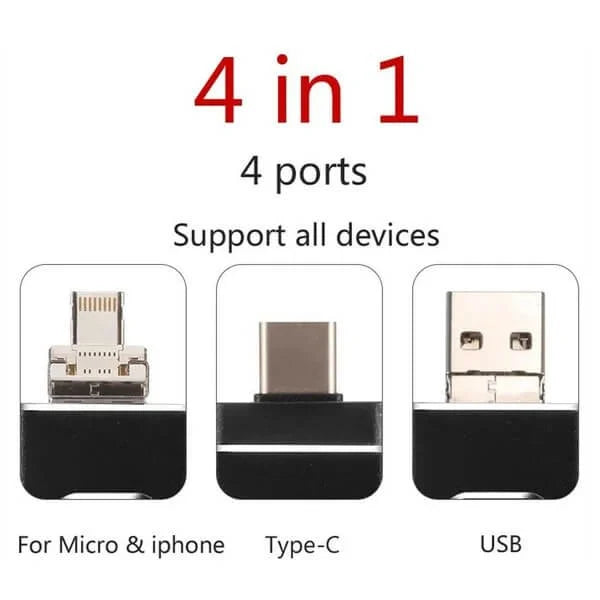 Clé USB multi-appareil à 4 types de connecteurs – USB-A, USB-C, Micro-USB et port Lightning pour le transfert de fichiers entre iPhone, Android et ordinateur