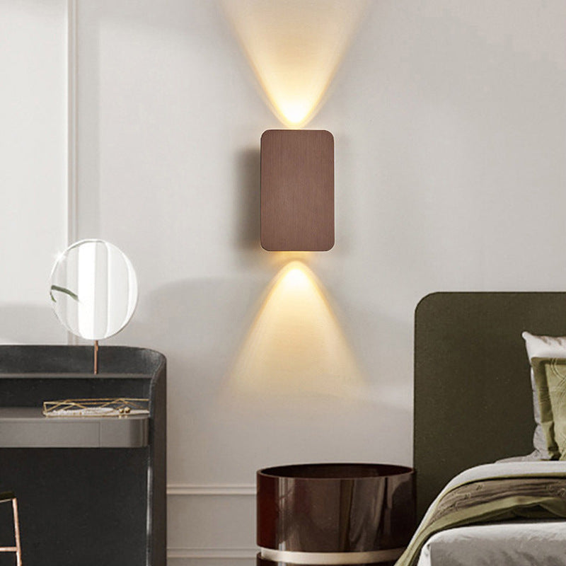Rectangular Metal Wall Sconce with Warm LED Light for Bedroom & Living Room | Modern Hardwired Fixture in Gold, Black, White, Gray & Brown
