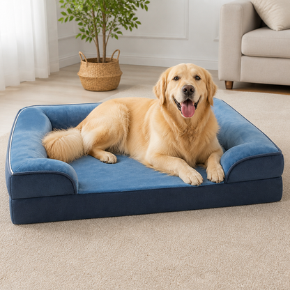 Panier pour chien en mousse alvéolée orthopédique antidérapant Ortekor (housse amovible et lavable)