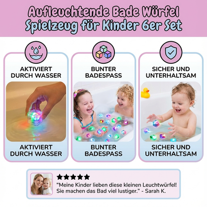 Light-Up Bath Cubes for Kids 6-Pack Waterproof LED Floating Toys Sensory Play Color-Changing Glow Cubes for Toddlers Bathtub Fun