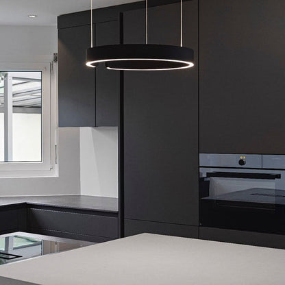 Plafonnier LED circulaire à anneau en aluminium de 20 po, hauteur réglable pour îlot de cuisine, salle à manger et hall d'entrée, luminaire suspendu moderne en forme de halo, économe en énergie