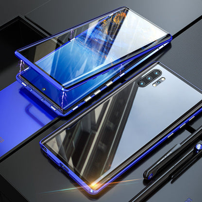 Tempered Glass Magnetic Phone Case for Samsung Galaxy – Double-Sided Shockproof Protection with Metal Frame & Auto-Lock Design