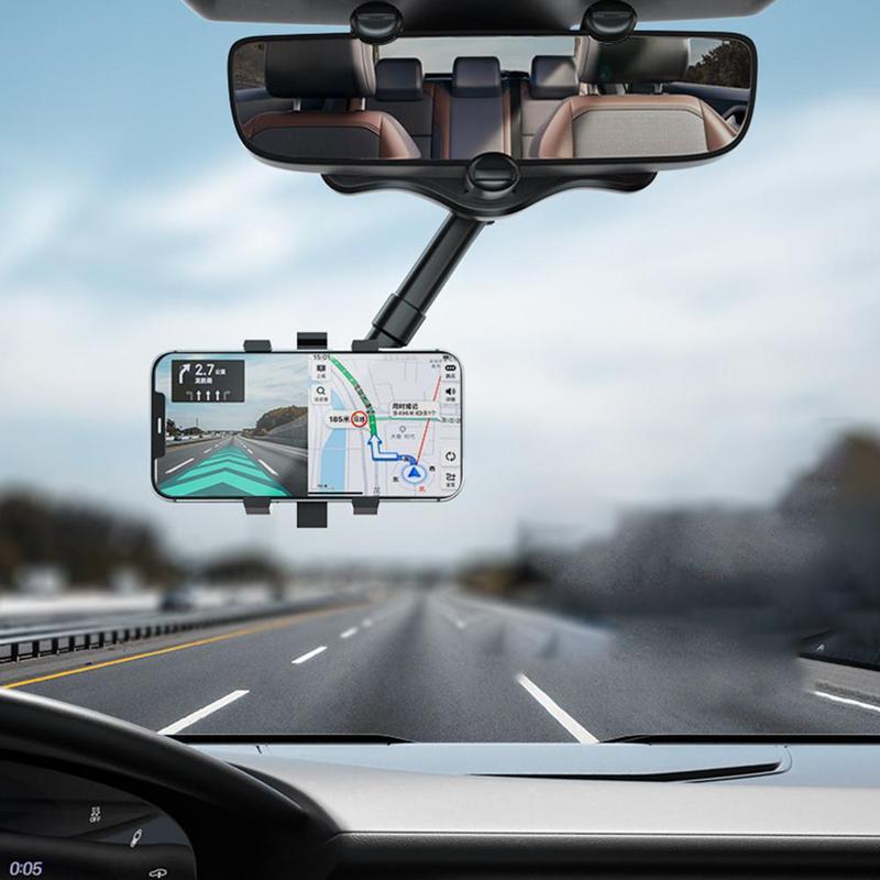Cell Phone Mount for Car Mirror Clip-On Holder with 360° Swivel Adjustment for Hands-Free GPS Navigation & Driving Safety
