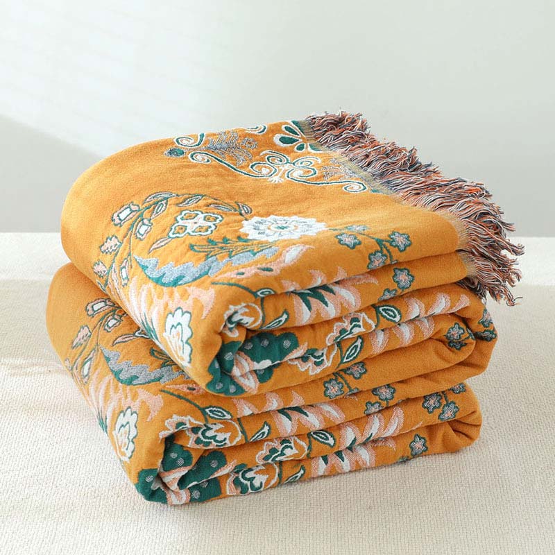 Reversible Cotton Quilt Lightweight Floral Bedspread for All Seasons Queen King Full Size Breathable Coverlet