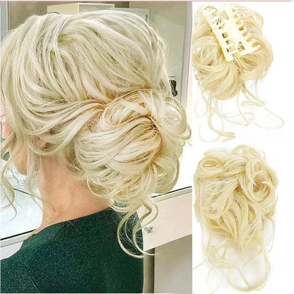 Clip-In Messy Bun Hairpiece with Curls – Synthetic Hair Extension for Instant Updo Volume and Texture