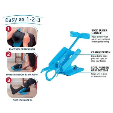 Compression Sock Helper Tool with Handles – Easy Dressing Aid for Putting On & Taking Off Socks – Portable Sock Assist Device for Seniors, M