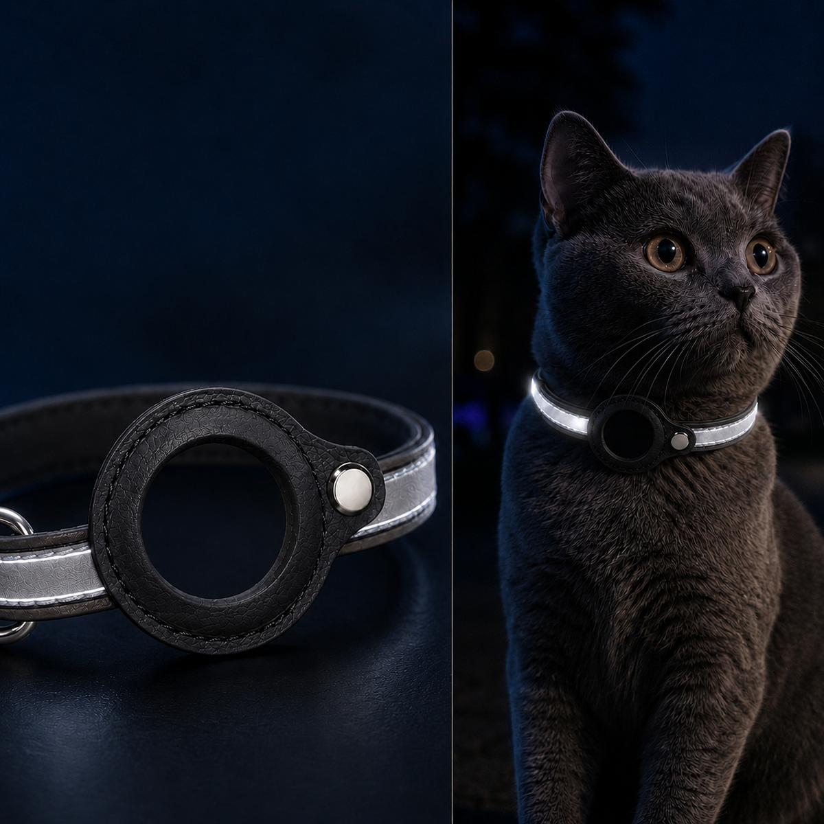 Ortekor AirTag-Compatible Reflective Pet Tracking Collar for Cats & Small Dogs - Secure Holder for Outdoor Adventures & Night Visibility