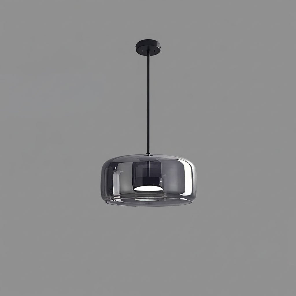 LED Drop Ceiling Lamp with Smoked Glass Shade for Dining Room & Island – Adjustable Cord, Integrated Bulb, Choice of Kelvin Tones