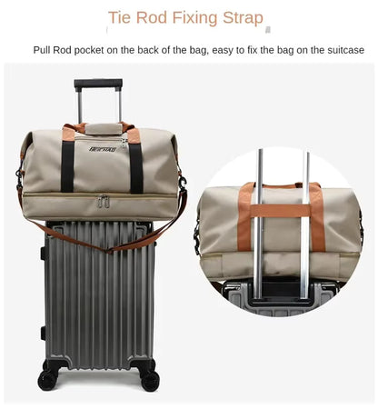 Sac de sport en cuir déperlant avec compartiment étanche et rangement pour chaussures