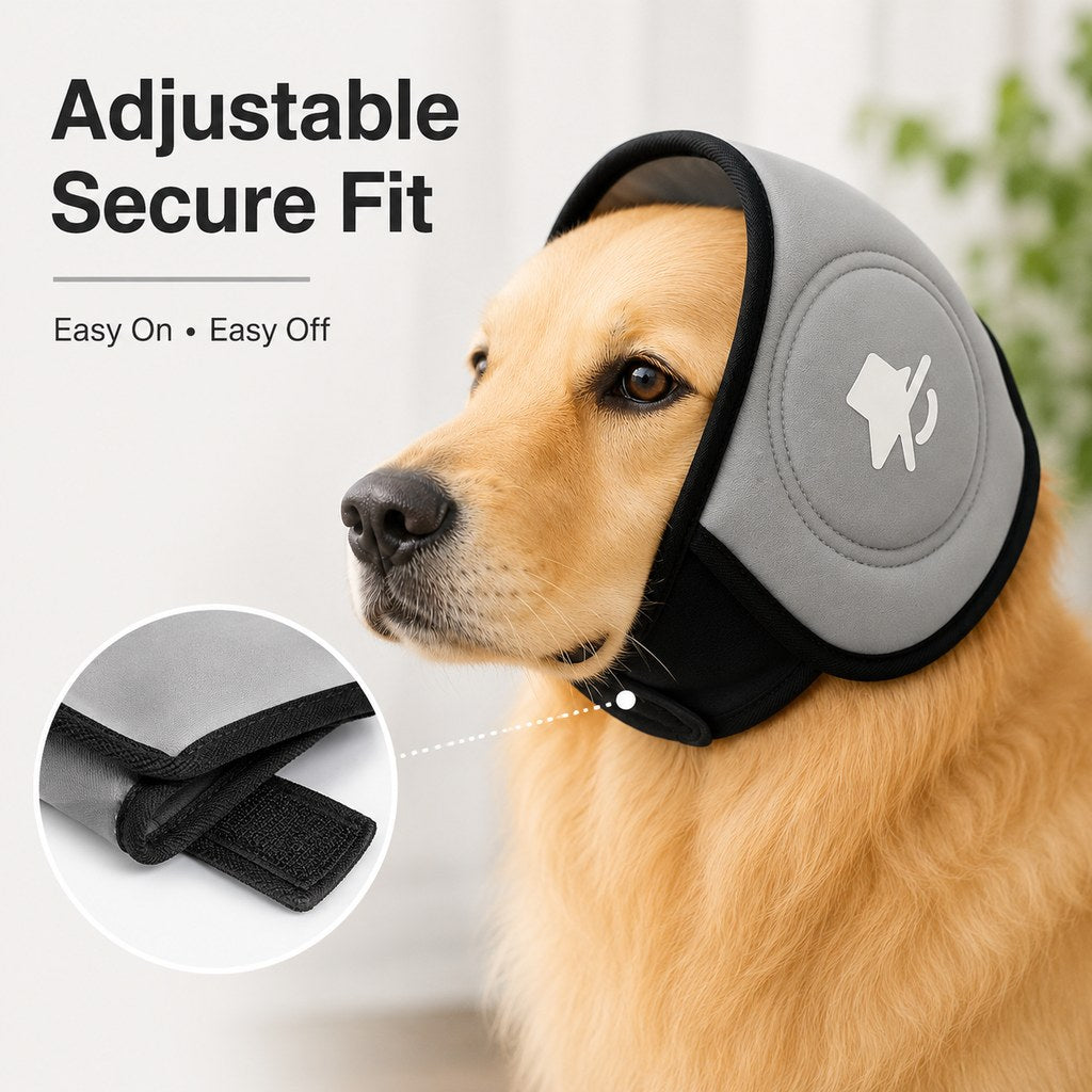 Ortekor Calming Dog Ear Muffs for Fireworks, Thunderstorms & Grooming - Soft Noise-Reducing Wrap to Help Ease Stress
