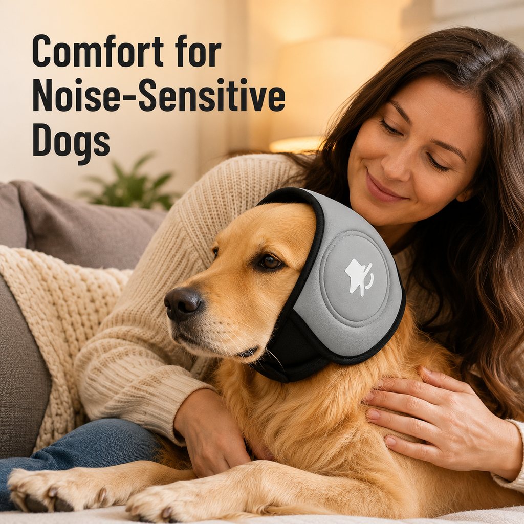 Ortekor Calming Dog Ear Muffs for Fireworks, Thunderstorms & Grooming - Soft Noise-Reducing Wrap to Help Ease Stress