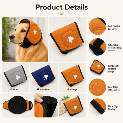 Ortekor Calming Dog Ear Muffs for Fireworks, Thunderstorms & Grooming - Soft Noise-Reducing Wrap to Help Ease Stress
