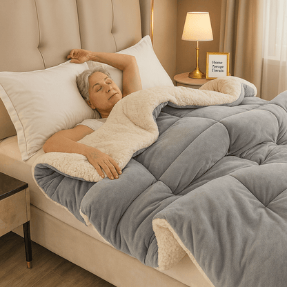 Plush Two-Sided Comforter for Bedroom - Checkered Microfiber & Fleece Blanket - Year-Round Lightweight Throw for Queen or Full Bed - Machine