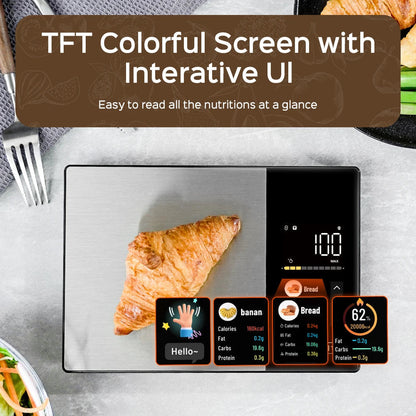 Digital Kitchen Nutrition Scale with Macro Tracking & Color Display for Meal Prep, Diet Planning & Cooking