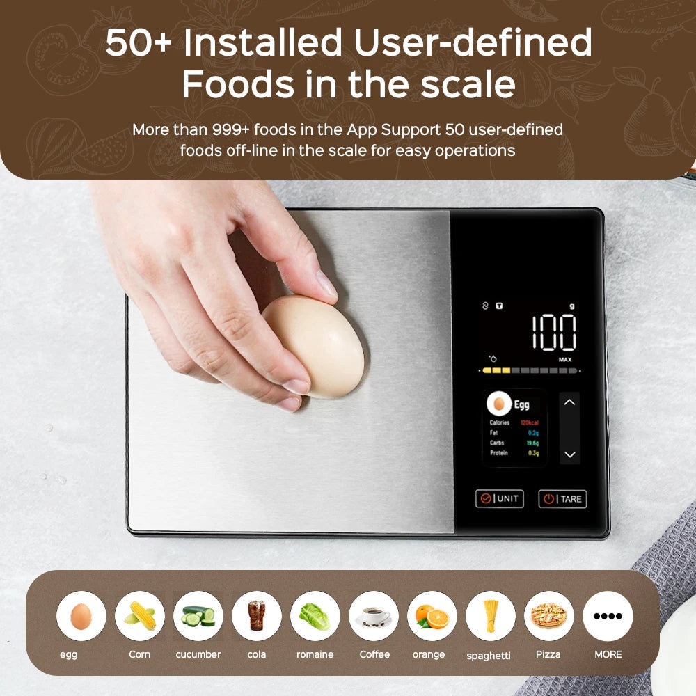 Digital Kitchen Nutrition Scale with Macro Tracking & Color Display for Meal Prep, Diet Planning & Cooking