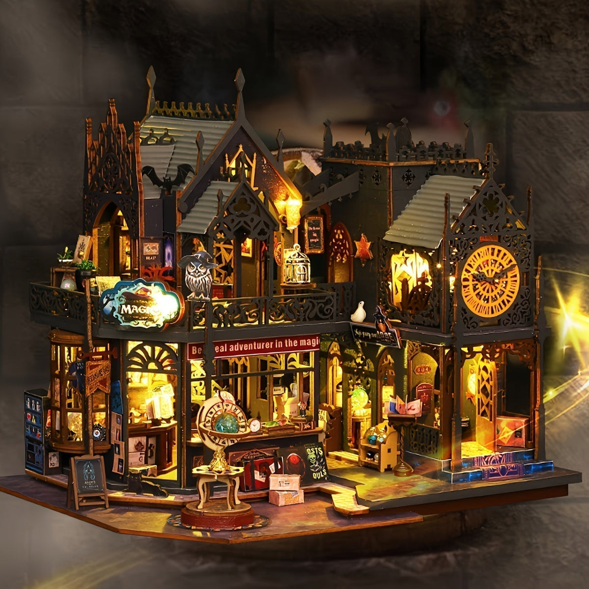 Livre-maison en puzzle 3D en bois enchanteur avec éclairage LED | Pièce décorative unique pour les amoureux des livres