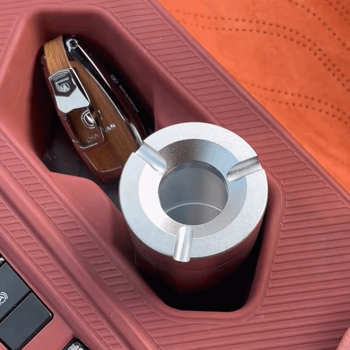 Stainless Steel Twist-Lock Ashtray for Car and Home | Odor-Sealing 360° Rotation Design Smokeless Holder
