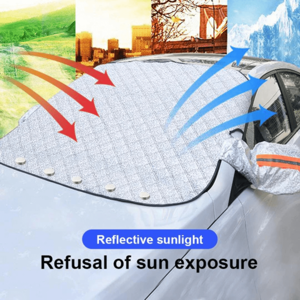 Magnetic Windshield Cover for Winter Ice & Snow Protection – Car Frost Guard with Mirror Flaps – Quick-Install Wind-Resistant Auto Shield
