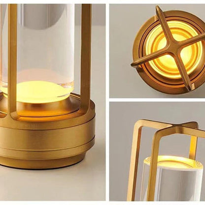 Casa Nordic | Lampe de table lanterne en cristal à luminosité réglable | Éclairage portable élégant pour la maison et l'extérieur