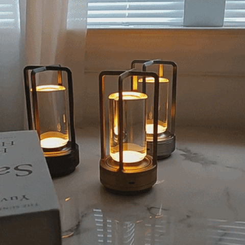 Casa Nordic | Lampe de table lanterne en cristal à luminosité réglable | Éclairage portable élégant pour la maison et l'extérieur