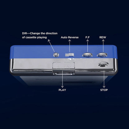Portable Cassette Player with Bluetooth – Auto-Reverse Tape Deck with Wireless & Wired Playback for Retro Music Lovers