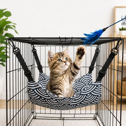 Ortekor Reversible Cat Cage Hammock with Adjustable Straps - Space-Saving Hanging Bed for Wire Crates