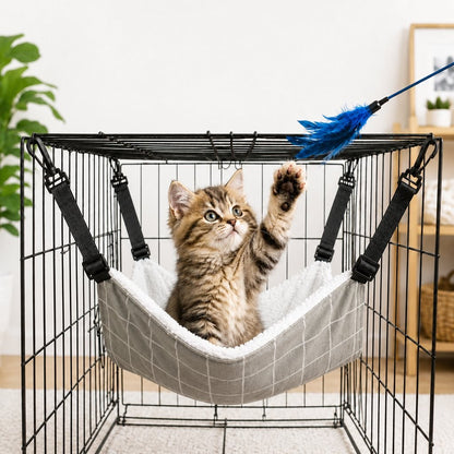 Ortekor Reversible Cat Cage Hammock with Adjustable Straps - Space-Saving Hanging Bed for Wire Crates