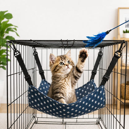 Ortekor Reversible Cat Cage Hammock with Adjustable Straps - Space-Saving Hanging Bed for Wire Crates