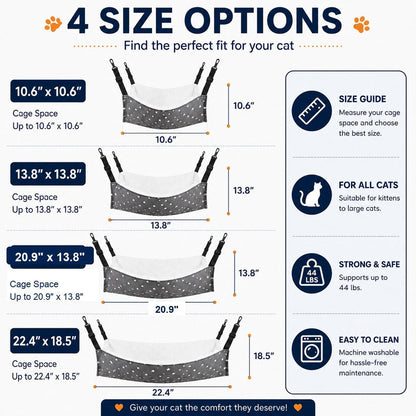 Ortekor Reversible Cat Cage Hammock with Adjustable Straps - Space-Saving Hanging Bed for Wire Crates