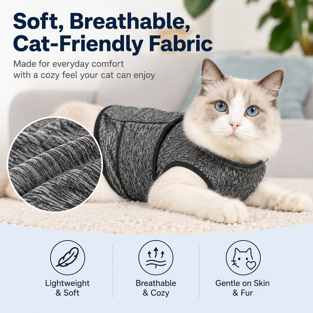 Ortekor Cat Calming Vest for Thunderstorms, Travel & Quiet Time - Soft Adjustable Comfort Wrap for Nervous Cats