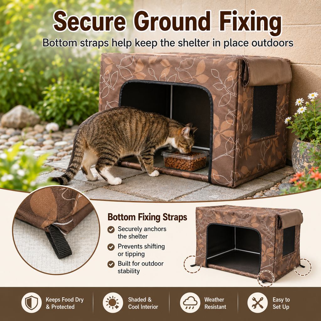 Ortekor Outdoor Cat Feeding Shelter for Backyards - Weather-Resistant Food Station Cover