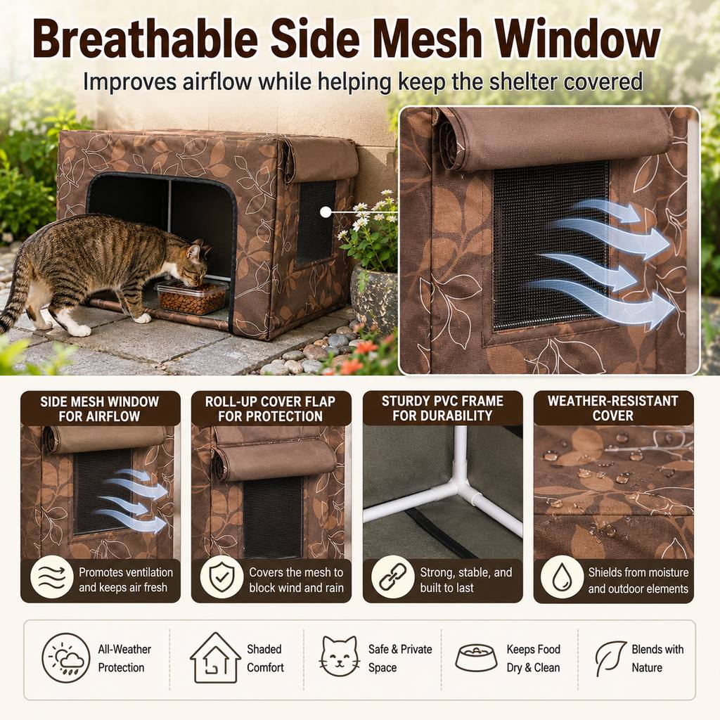 Ortekor Outdoor Cat Feeding Shelter for Backyards - Weather-Resistant Food Station Cover