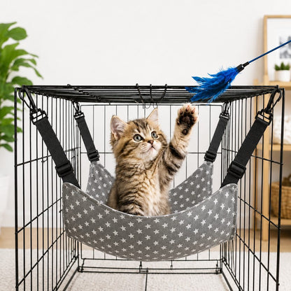 Ortekor Reversible Cat Cage Hammock with Adjustable Straps - Space-Saving Hanging Bed for Wire Crates