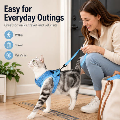 Ortekor Lightweight Cat Harness & Leash Set for Outdoor Walks - Breathable Adjustable Vest for Secure, Comfortable Control
