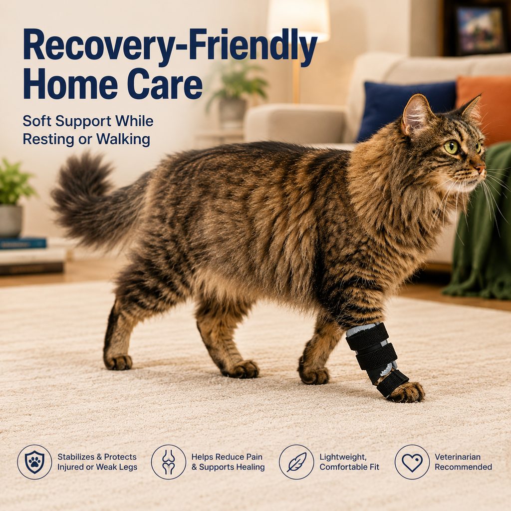 Ortekor Cat Leg Support Brace for Recovery Care - Adjustable Front or Hind Leg Splint for Weak Legs