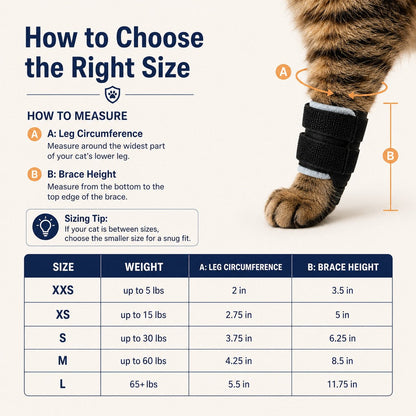 Ortekor Cat Leg Support Brace for Recovery Care - Adjustable Front or Hind Leg Splint for Weak Legs