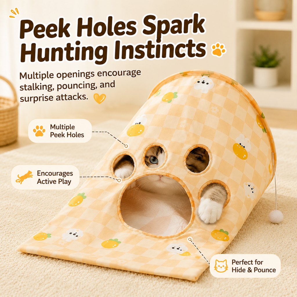 Ortekor Interactive Cat Crinkle Play Sack for Indoor Cats - Hide, Pounce & Stay Busy While You're Away