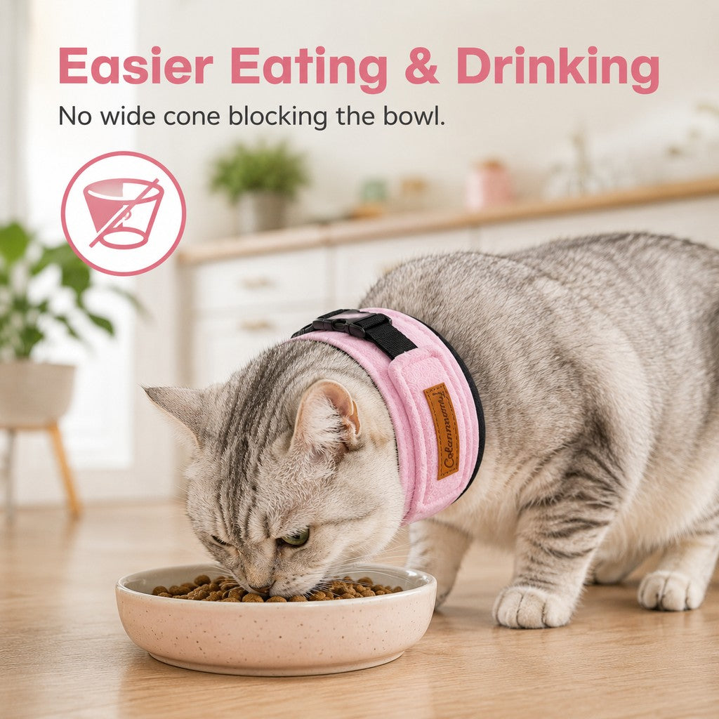 Ortekor Soft Cat Recovery Collar for Post-Surgery Care - Adjustable Anti-Lick Fleece Neck Wrap